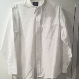 Stafford Solid White Long Sleeves Button Down y2k Dress Shirt Man Size 16